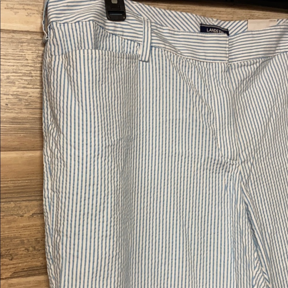 Lands' End Fit 2 Seersucker Crop Pants Stripe NWT - Picture 3 of 3